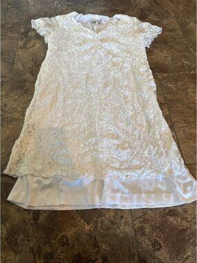 Vintage 90s Paper Tag Fashion Bug White Lace Dress Women's‎ Size 20W Made in USA